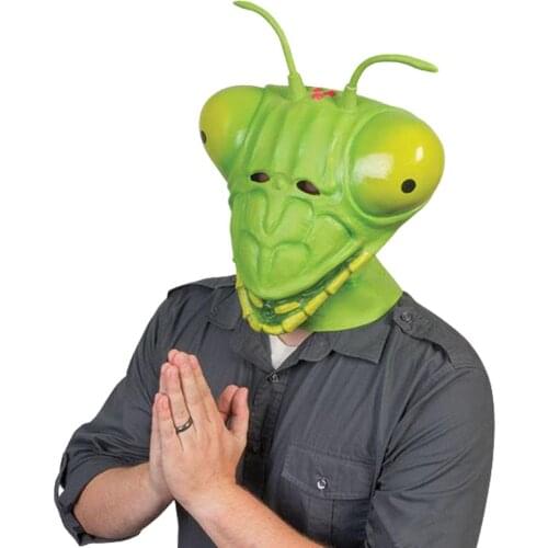 Fast delivery NEW Mantis face mask Cosplay Mask Halloween Latex Full Funny Happy Face Cosplay Props Fancy Party Mask Costume