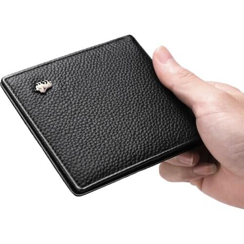 Bison Denim Black business wallet Genuine Leather Wallets Brand Luxury RFID Wallet Zipper Coin Purse Card Holder clutch bag man