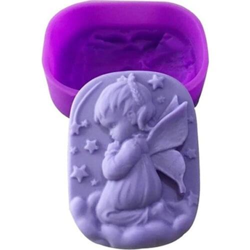 DIY Handmade Soap Mould Boy Angel/Girl Angel Purple 1Pcs Multifunction Kitchen Supplies Silicone Candle Mold