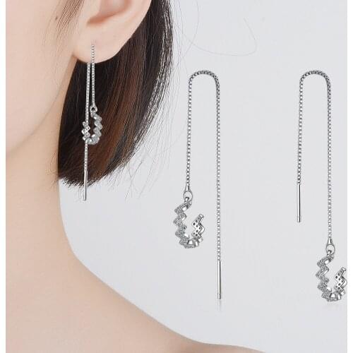 Bright Crystal Tassel Long Earrings For Women Jewelry Trend 925 Sterling Silver Earring Female Piercing Ear Accessories Charms