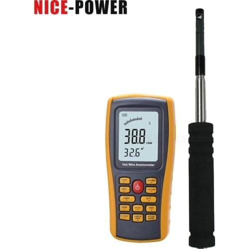 GM8903 Wind Speed Meter Long proble hot wire Anemometer with 350 Groups data Logging and PC Software