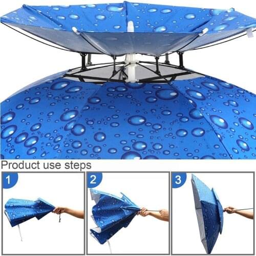 Parasol Hat Headwear Outdoor Fishing Hiking Golf Camping Anti-UV Foldable Portable Head Travel Anti-Rain Caps Umbrella Fish L5Q6