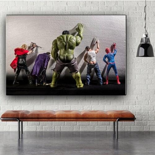 Marvel Art Cartoon Canvas Paintings Superhero Funny Pee Posters and Avengers Prints Wall Art Pictures for Room Home Decoration