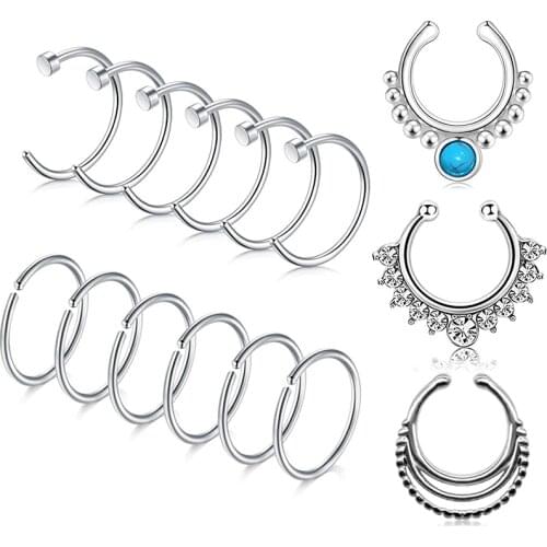 Fake Nose Ring Hoop Stainless Steel Nose Rings Tragus Helix Piercing Jewelry Nose Piering Body Jewelry