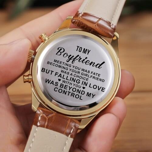 TO MY BOYFRIEND-ENGRAVED WATCH MANY MILES SEPARATE US BUT IT WILL NEVER ENOUGH TO STOP ME FROM LOVING YOU Christmas presents
