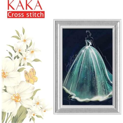 KAKA Cross stitch kits Embroidery needlework sets with printed pattern,11CT canvas,Home Decor for garden House,5D Wedding Dress