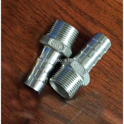 Stainless steel 3/4" Male BSPT thread Pipe fitting x 20mm barb Hose Tail Connector