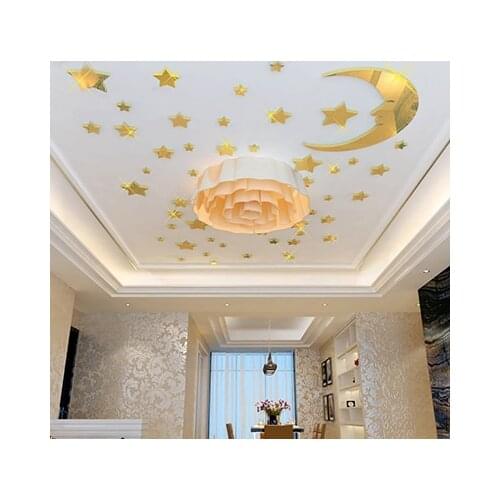 New arrival Cartoon moon stars Acrylic Mirror wall stickers For kids room Ceiling wall DIY decor Child room 3d Wall stickers