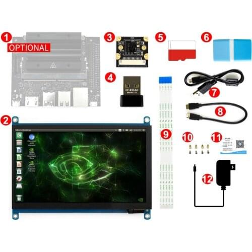 NVIDIA Jetson Nano 2GB Developer Kit, with 7inch Touch Display, 8MP Camera Module, TF Card and USB WiFi