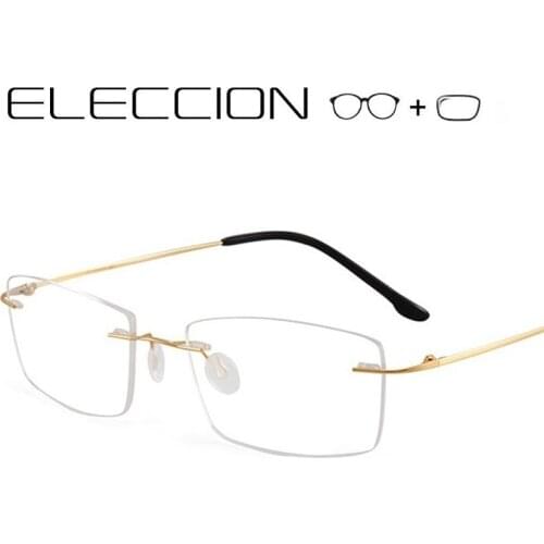 Pure Titanium Rimless Glasses Prescription Eyewear Men Women Optical Hyperopia Myopia Eyeglasses Single Vision or Progressive