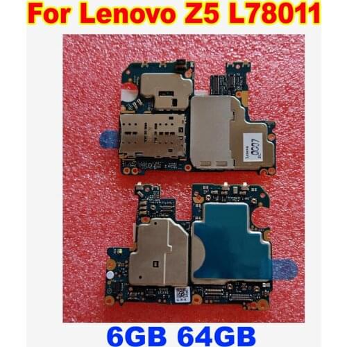 Original Tested Working Mainboard Motherboard For Lenovo Z5 L78011 64GB Circuits Logic Board Card Fee Flex Cable Phone Plate