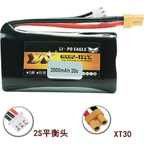 Original Battery 18650 7.4V 2000mAh 20C li-ion Battery for Huina 580550 583 582 RC Car Drone spare parts 7.4v Battery XT30 plug