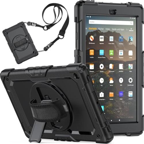 Tablet case for kindle fire HD 8 case 2020 360 Rotate Wrist&Neck Strap Protective Cover for kindle fire HD 10 plus чехол