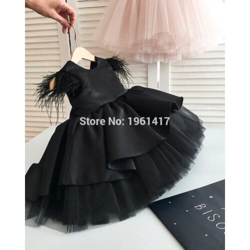 New Girls Dress Black Kids Dresses For Girls Party Dress Bridesmaid Dresses Sleeveless Ball Gown Clothes Photography Props