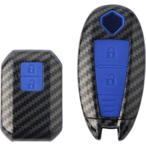 Carbon Fiber Silicone Car Key Case Key cover For Suzuki Vitara Swift Ignis Kizashi SX4 Baleno Ertiga 2016 2017 2018