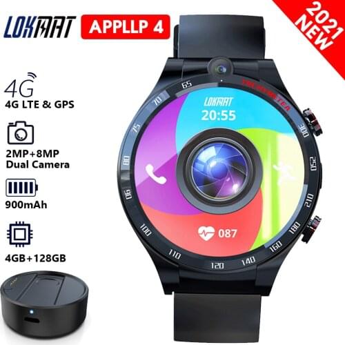 LOKMAT APPLLP 4 Smart Watch Phone Android 10.7 Wifi Dual Camera Full Touch 4G Smartwatch Men Women RAM 4G ROM 128G GPS Watch