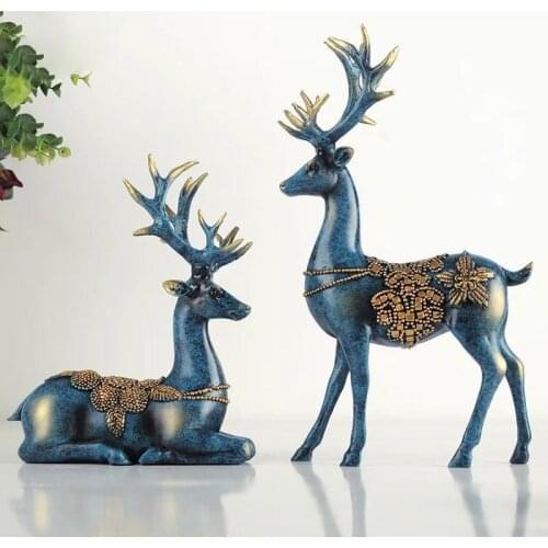 Deer Figurine Modern Livingroom Desktop Creative Resin Ornament Deer Figurine Luxury Nordic Decoration Home