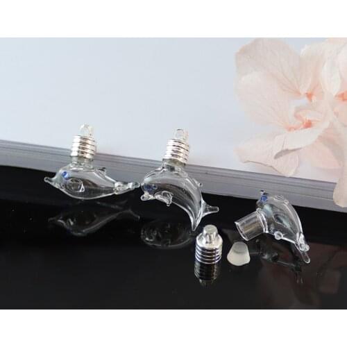5PCS 6MM Doliphin vials pendants glass locket mini wishing bottles necklace pendant handmade jewerly charms