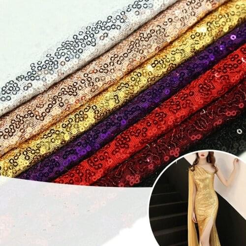 Sequined Cloth Gold and Silver Milk White Purple Red Gold Glitter Sequins Costumes Decorated Wedding Costume Fabric 1MX1.3M
