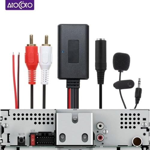 Universal Bluetooth Car Kit Phone Call Handsfree Microphone AUX 2 RCA Cable Adapter for Truck Auto Speaker Radio Stereo Audio In