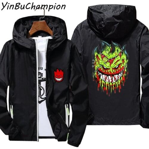 Men Women Ripper Spitfire Zombie Wheels Windbreaker Zipper Sunscreen Skin Thin Hooded Outdoor Sports Pilot Jacket Oversized 7XL