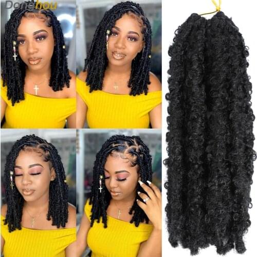 Donghou Hair 12 Inch 613 Blonde Butterfly Faux Locs Crochet Hair Extensions For Women 12 Strands Very Light Butterfly Soft Locs