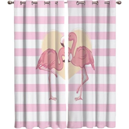Patio Curtain Pink Striped Flamingo Outdoor Curtain For Garden Patio Curtains Bedroom Living Room Kitchen Bath Room Panel Drape