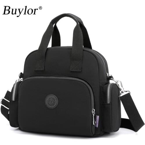 Buylor Womens Shoulder Bag Nylon Backpack Female Luxury Handbags Multifunctional Crossbody Bag with Hidden USB Charging