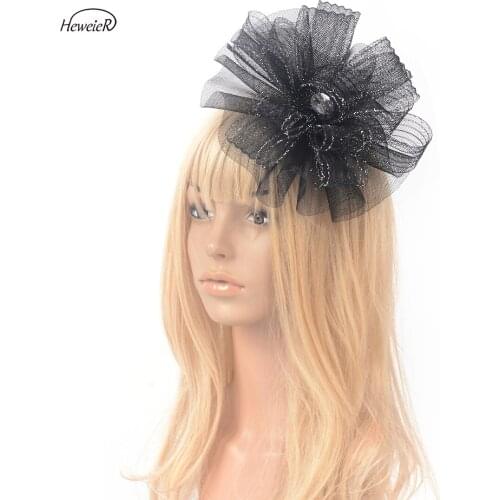 Handmade Women Bridal 4color Fascinator Crystal Church Hat Hair Clip Cocktail Races Headwear Headdress Party Wedding Accessory