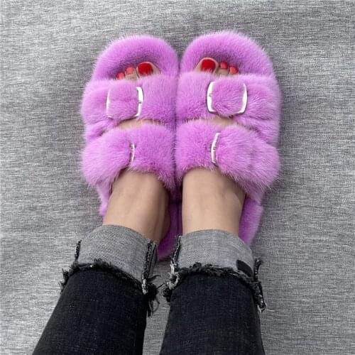 Mink Slippers For Women ,Real Fur Slippers ,Cute Sandals ,Travel Shoes Fur House Slippers Women Mink Fur Slides