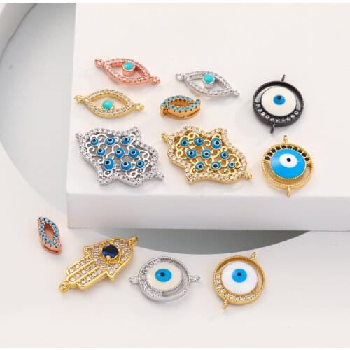 Blue Evil Eye Hand Diy Pendant for Bracelet Necklace Charms for Jewelry Making for Women Copper Inlaid Zircon Cute Charms 2021