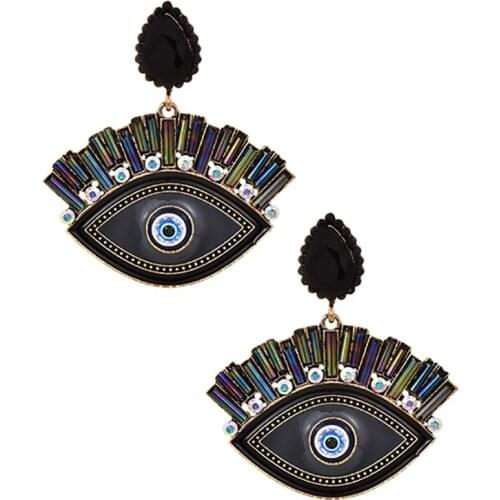 ZHINI New Vintage Bohemia Eye Earrings for Women Resin Zircon Drop Pendant Earrings Jewelry Party Gift Statement Earring