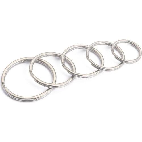 10pcs/lot Stainless Steel Key Ring Metal Key Chain 20/25/28/30/35mm Women Steel Round Split Cute Keychain Gifts for Men