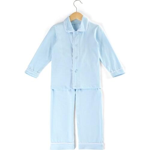 100% cotton solid color Boys Girls sleepwear button Family Matching Children Christmas Ruffle kids Pajamas
