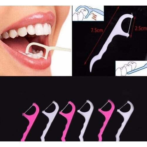 100pcs Dental Floss Interdental Brush Teeth Stick Toothpicks tooth thread Floss Pick escarbadientes tandenstokers B008-4