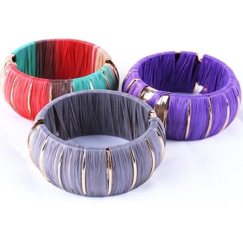 2019 Fashion New Korean Version Of Lafite Winding Bracelets For Women Color Purple Gray Wide Bracelet Statement Jewelry