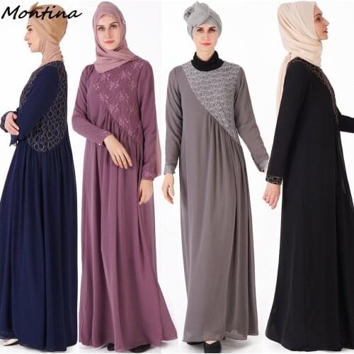 2019 new color double layer chiffon full sleeve Muslim women dress jubah muslim dress kaftan dubai abaya chiffon kaftan dress