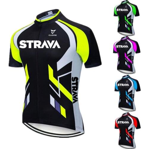2021 STRAVA Team Mens Short Sleeve Cycling Jersey Ropa Ciclism Bike Clothing Bicycle Wear Clothes Maillot Culotte