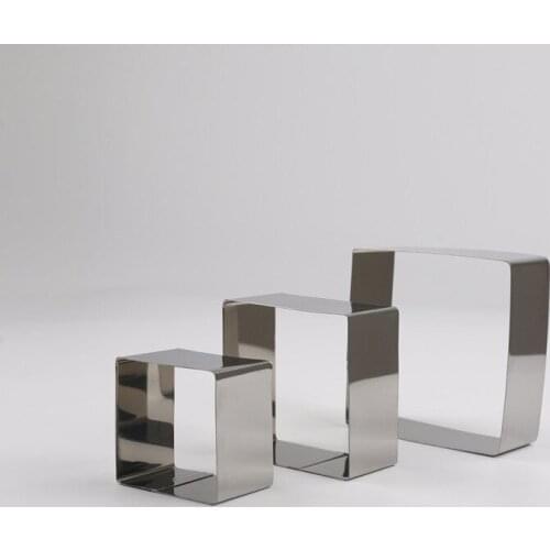 3PCS Square stainless steel mousse ring three-piece multi-function cake mold DIY cake baking mold