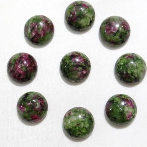 50pcs/12mm Natural epidote Stone Round No Hole Cabochons Beads for Woman Men Jewelry Making DIY Ring Pendant Accessories