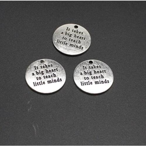 6pcs Tibetan silver pendant It takes a big heart to teach little minds antique jewelry DIY production handmade crafts jewelry ac