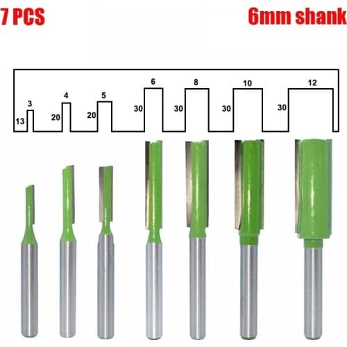 7PCS 8mm Shank Flush Trim Router Bit Pattern Bit Top Bottom Bearing 5/8" Blade Template Wood Milling Cutter Carpenter