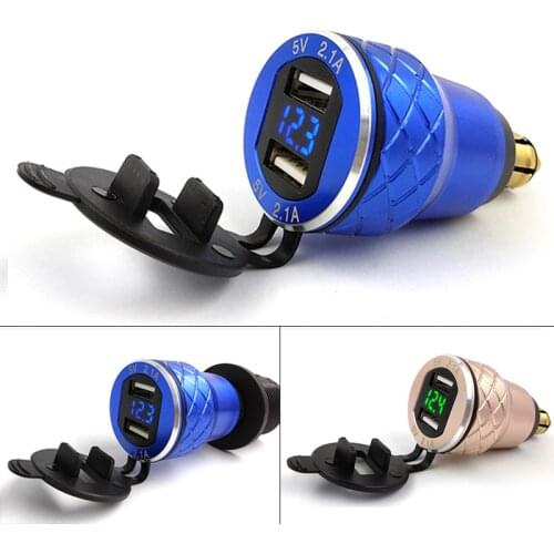 Motorcycle Cigarette Lighter DIN Socket Dual 5V 2.1A Power Outlet Adapter for Triumph Tiger 800 XC BMW Ducati Hella USB Charger