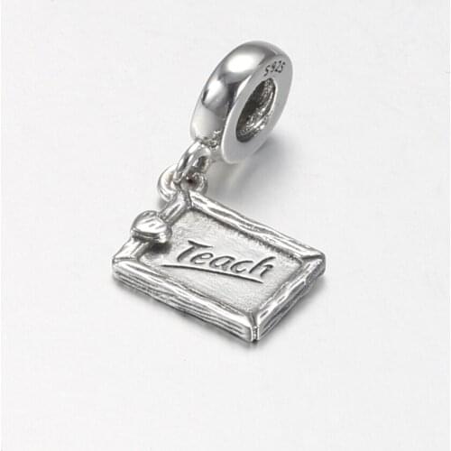 Authentic S925 Pendant Charm Teach with Heart Love Dangle Charm fit Lady Bracelet & Bangle DIY Jewelry