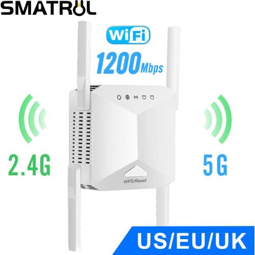 SMATRUL 5Ghz Wireless WiFi Repeater 1200Mbps Router Wifi Booster 2.4G Home Long Range Band Network Extender 5G Signal Amplifier