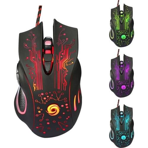 Colorful LED Mouse Optical 6D Gaming USB Wired Mouse Mice for PC 6 Buttons with Scroll Wheel 5 Million Cycle Gamer