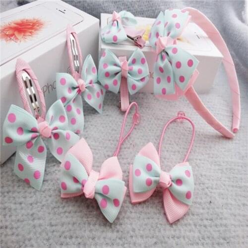 Childrens hair accessories head accessories baby bow hair band bow tie hairpin hairpin girl hair rope 7pcs/lot