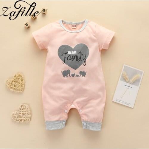 ZAFILLE Baby Girls Romper Letter "WE ARE Family" Elephant Baby Girl Clothes Sleepwear For Newborns Kids Pajamas