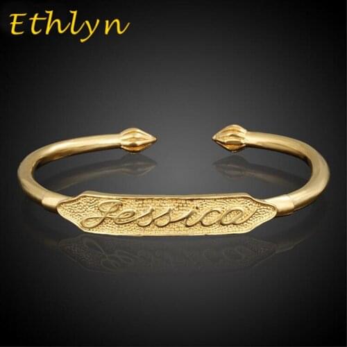 Ethlyn JESUS design opening bracelet vacuum Gold Color Christian Jesus bracelets & bangles B40