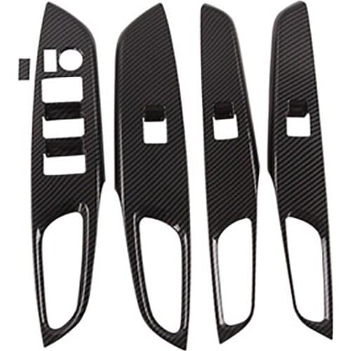 For Toyota Vios 2019 2020 Car Carbon Fibre Door Window Glass Lift Control Switch Panel Cover Trim Accessories